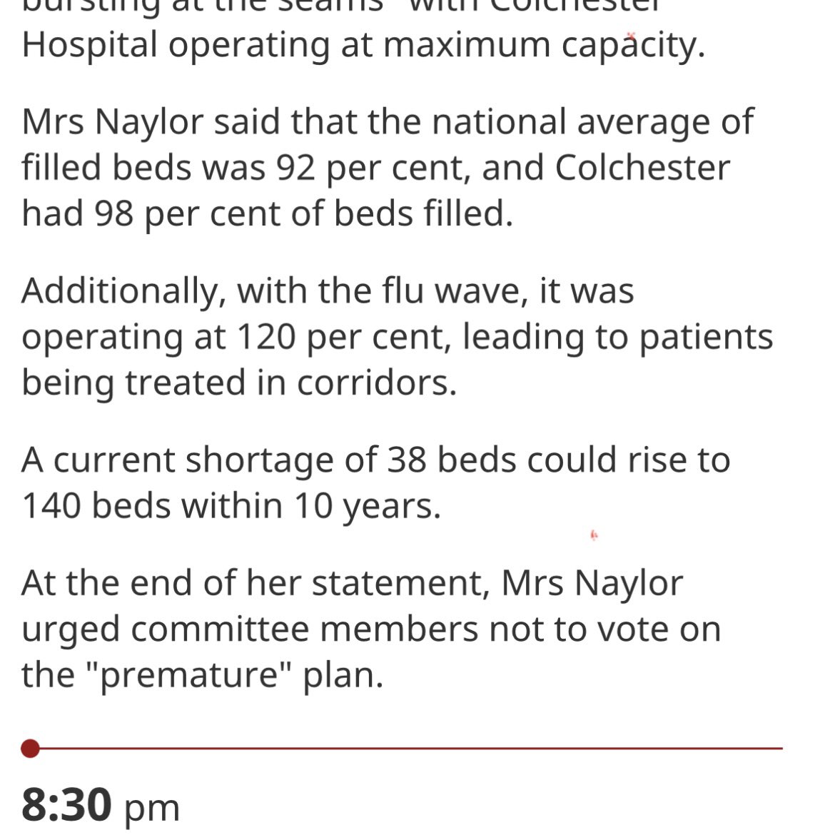 Thanks <a href="/HenselNatalie/">Natalie Hensel</a> and <a href="/TheGazette/">The Gazette</a> for live coverage of my statement to <a href="/yourcolchester/">Colchester City Council</a> Local Plan Committee. We can’t cope with 11000 extra houses because <a href="/ESNEFT/">East Suffolk and North Essex NHS Foundation Trust</a> needs 140 Colchester Hospital beds to cope with new residents. Gov’t must
fund these beds *now*. 

 <a href="/ColTories/">Colchester City Conservatives</a>