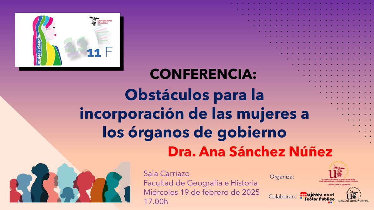 Acompáñanos en la conferencia de la Universidad de Sevilla en colaboración con ⁦<a href="/MujeresSP/">Mujeres en el Sector Público</a>⁩ #11F