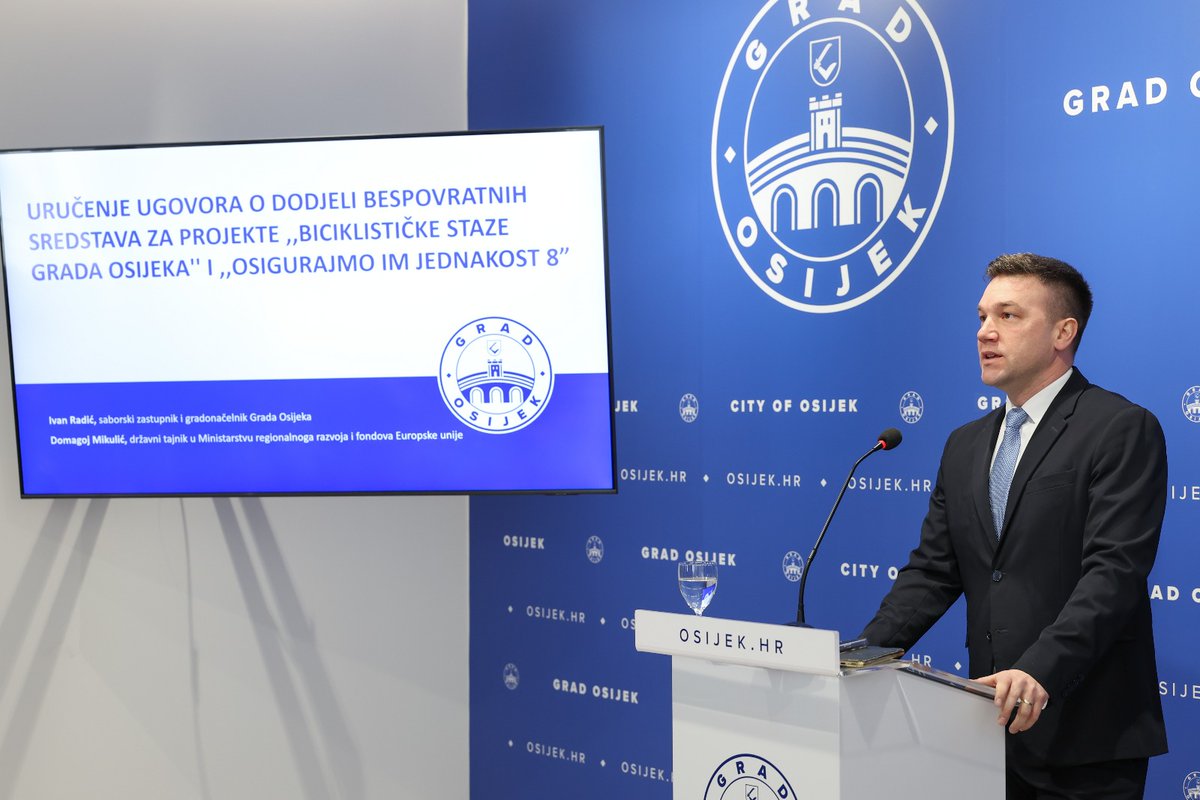 Gradu Osijeku ugovori za izgradnju novih biciklističkih staza i za stručnu pomoć učenicima s teškoćama 🔗osijek.hr/gradu-osijeku-…
