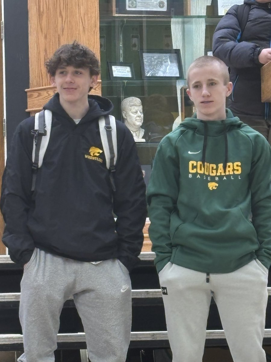 Excited to see these two scrap this week in Des Moines. Thank you JFK for the State Send Off and the support. Best of luck guys, Roll Cougs! <a href="/CRCougars/">CR Kennedy</a>