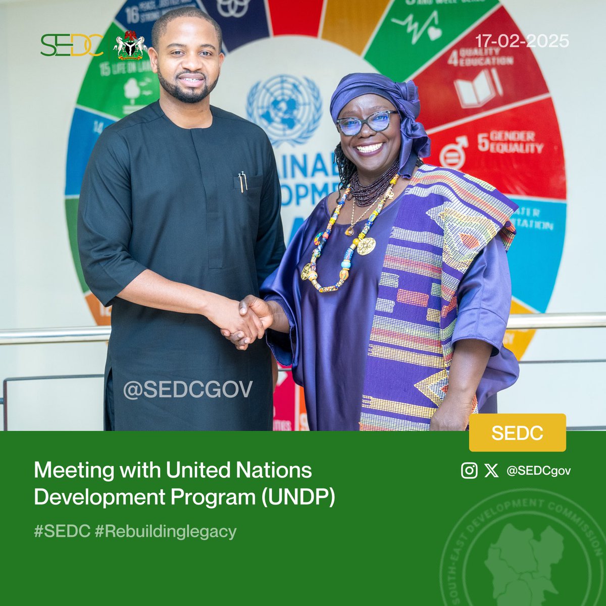 SEDCgov's tweet photo. The South East Development Commission (SEDC), in a meeting with the United Nations Development Programme (UNDP) Nigeria, outlined key areas for strategic partnerships, including the development of the South East Development Plan and investments in critical sectors such as agriculture, energy, innovation, and the creative and digital economy.

@UNDPNigeria 

#SEDC #RenewedHope #RebuildingLegacy