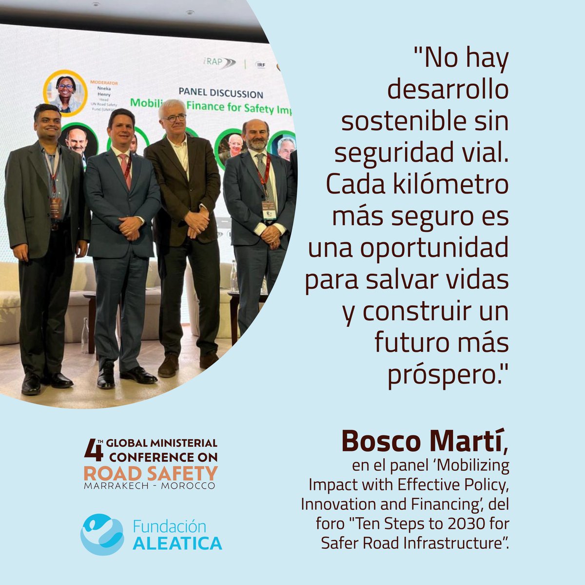 fundaleatica's tweet image. Reafirmamos nuestro compromiso con la visión de un futuro donde la seguridad vial sea un derecho para todos los usuarios de la pirámide de movilidad. 🚗🌍 

🔴 Sigue la cobertura en vivo: youtube.com/watch?v=0vWX7l…

@BoscoMarti  @NARSA_ma  

#NARSA #RoadSafety #CommitToLife