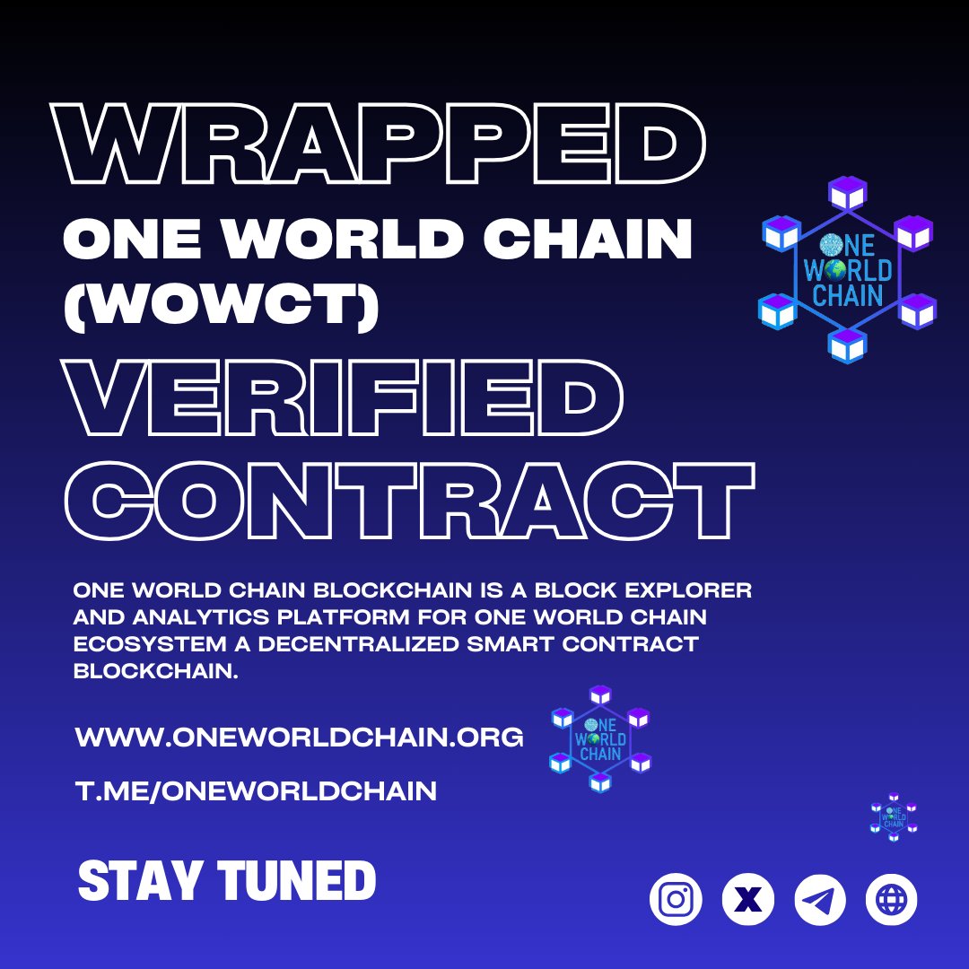 OneWorldChain's tweet photo. Wrapped One World Chain (wOWCT) verified contract. β
π https://t.co/wVH9lDKB2N
HOW TO WRAP / UnWRAP π
Learn more about complete info:
π https://t.co/55LEzl3qtB
#OneWorldChain #OWCT #wOWCT #Blockchain #Crypto #ThePeoplesBlockchain #contract #RewardStaking #2025 #CryptoNews https://t.co/v7zXdDmn54