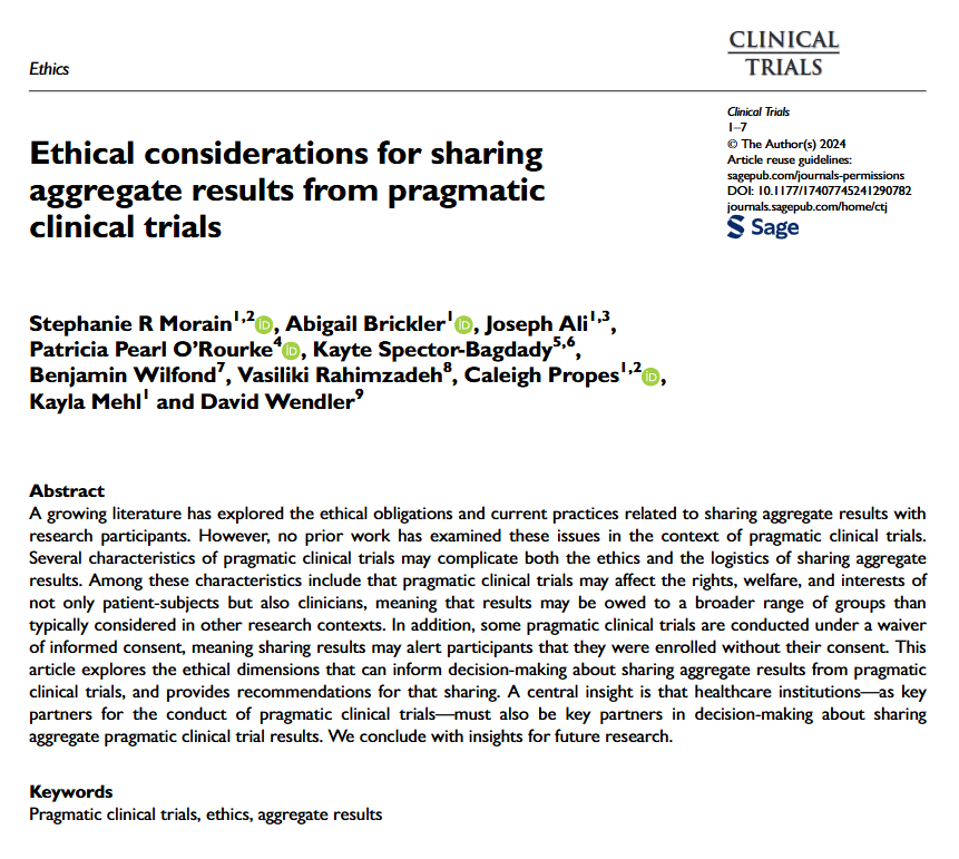 Colin Begg (@colinbbegg) on Twitter photo Sharing aggregate results from pragmatic clinical trials presents ethical & logistical considerations that are distinct from conventional clinical trials, argues Stephanie Morain and colleagues. <a href="/smorain/">Stephanie Morain</a> <a href="/Collaboratory1/">NIH Pragmatic Trials Collaboratory</a> <a href="/SCTorg/">SCTorg</a> #clinicaltrials Sharing aggregate results from pragmatic clinical trials presents ethical & logistical considerations that are distinct from conventional clinical trials, argues Stephanie Morain and colleagues. <a href="/smorain/">Stephanie Morain</a> <a href="/Collaboratory1/">NIH Pragmatic Trials Collaboratory</a> <a href="/SCTorg/">SCTorg</a> #clinicaltrials