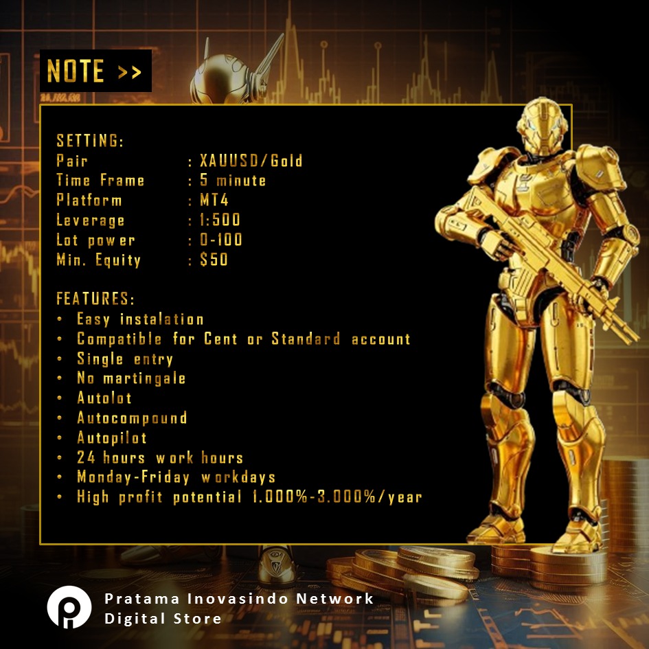 PratamaInovasi's tweet image. Yakin ga mau dapat profit 1500%-3000% dari trading Gold? Here it is Expert Advisor / Trading Robot ONET Fx.
Specification
Platform: MT4
Pair: Xauusd
Time frame: 5 minute
Leverage: 1:500
Price only Rp 2 jt
Contact n info: 087720193152
#robottrading #tradingrobot