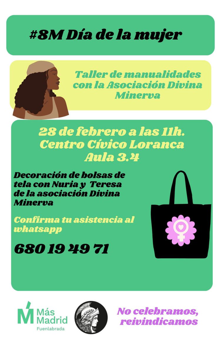 Tenemos taller el día 28. Apúntate  mandando un WhatsApp al número que viene en el cartel.  No te lo pierdas