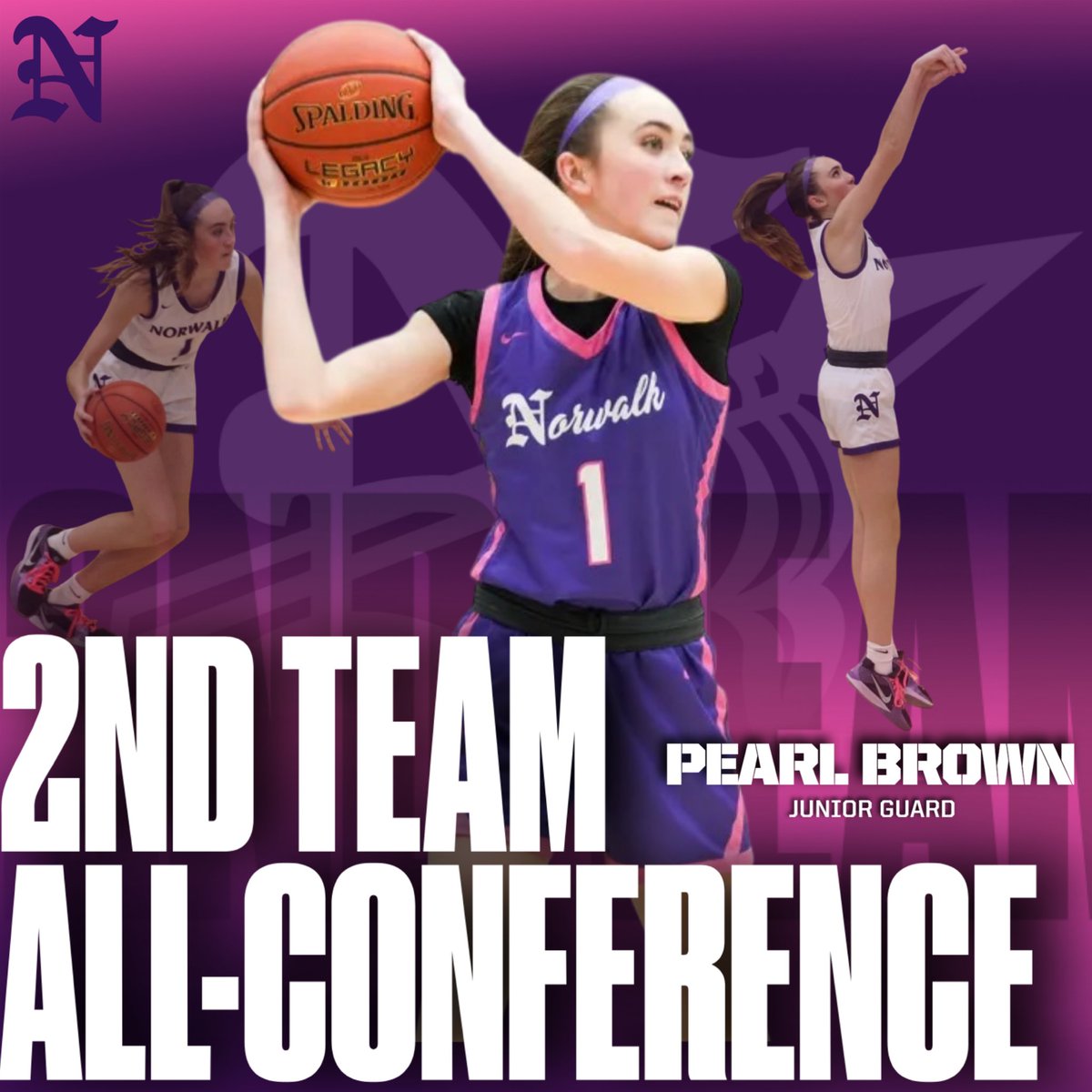 Norwalk Girls Basketball (@norwalkgbb) on Twitter photo Congratulations to junior <a href="/PearlBr35051225/">Pearl Brown</a> for being named 2nd Team All-Conference! We’re so proud of you! 💜 Congratulations to junior <a href="/PearlBr35051225/">Pearl Brown</a> for being named 2nd Team All-Conference! We’re so proud of you! 💜