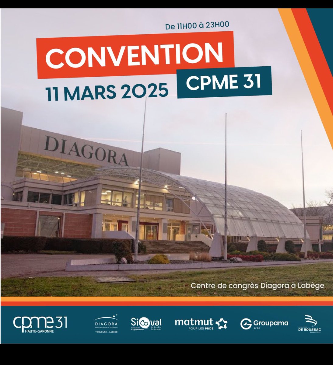 🧨Convention <a href="/cpme31/">CPME31</a>

📍Rendez-vous le 11 mars à Diagora Labege

Près de 1000 entrepreneurs et décideurs économique attendus ✊

👉Pour tout savoir sur la  #cpme31 et ses actions ✨
👉Passation de Présidence
👉Invité d'honneur 🤫

🤯 Demandez le programme: cpme31.fr/agenda/convent…
