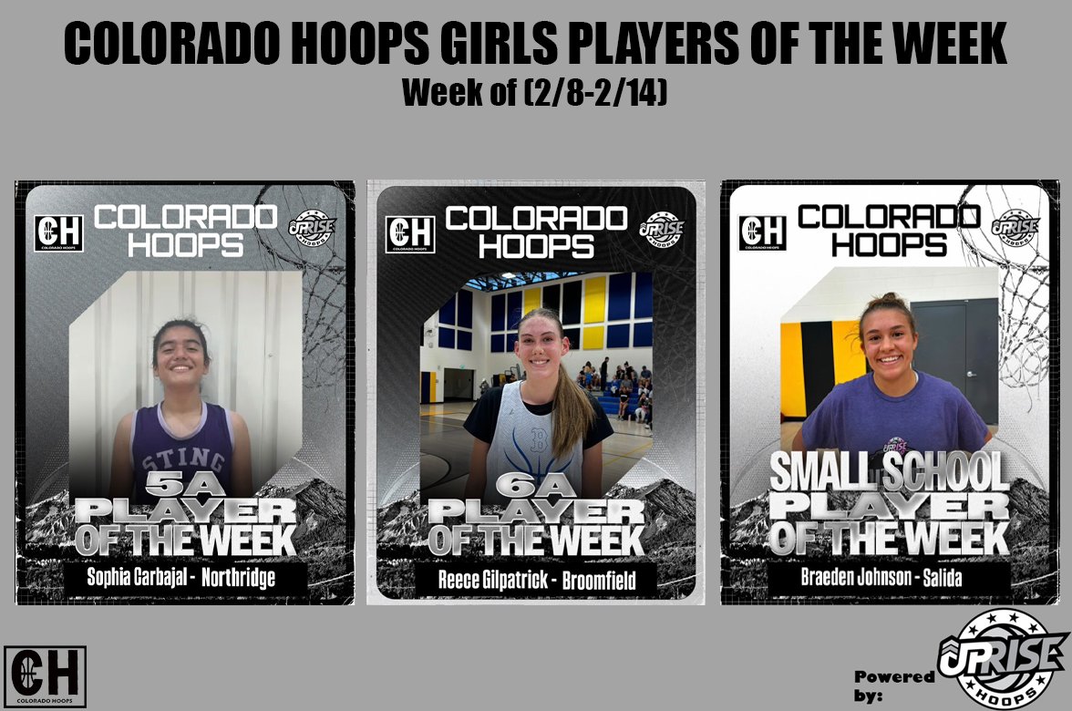 Colorado Hoops (@cohoops5280) on Twitter photo Colorado Hoops Girls Players of the Week Powered by <a href="/Uprise_Hoops/">Uprise Hoops</a>
READ MORE: coloradohoops.org/2025/02/17/gir…
6A Player of the Week: <a href="/reecegil18/">reece gilpatrick</a>
5A Player of the Week: <a href="/sophia_m_c_/">Sophia Carbajal</a>
Small School Player of the Week: <a href="/braedenj2026/">Braeden Johnson</a> Colorado Hoops Girls Players of the Week Powered by <a href="/Uprise_Hoops/">Uprise Hoops</a>
READ MORE: coloradohoops.org/2025/02/17/gir…
6A Player of the Week: <a href="/reecegil18/">reece gilpatrick</a>
5A Player of the Week: <a href="/sophia_m_c_/">Sophia Carbajal</a>
Small School Player of the Week: <a href="/braedenj2026/">Braeden Johnson</a>