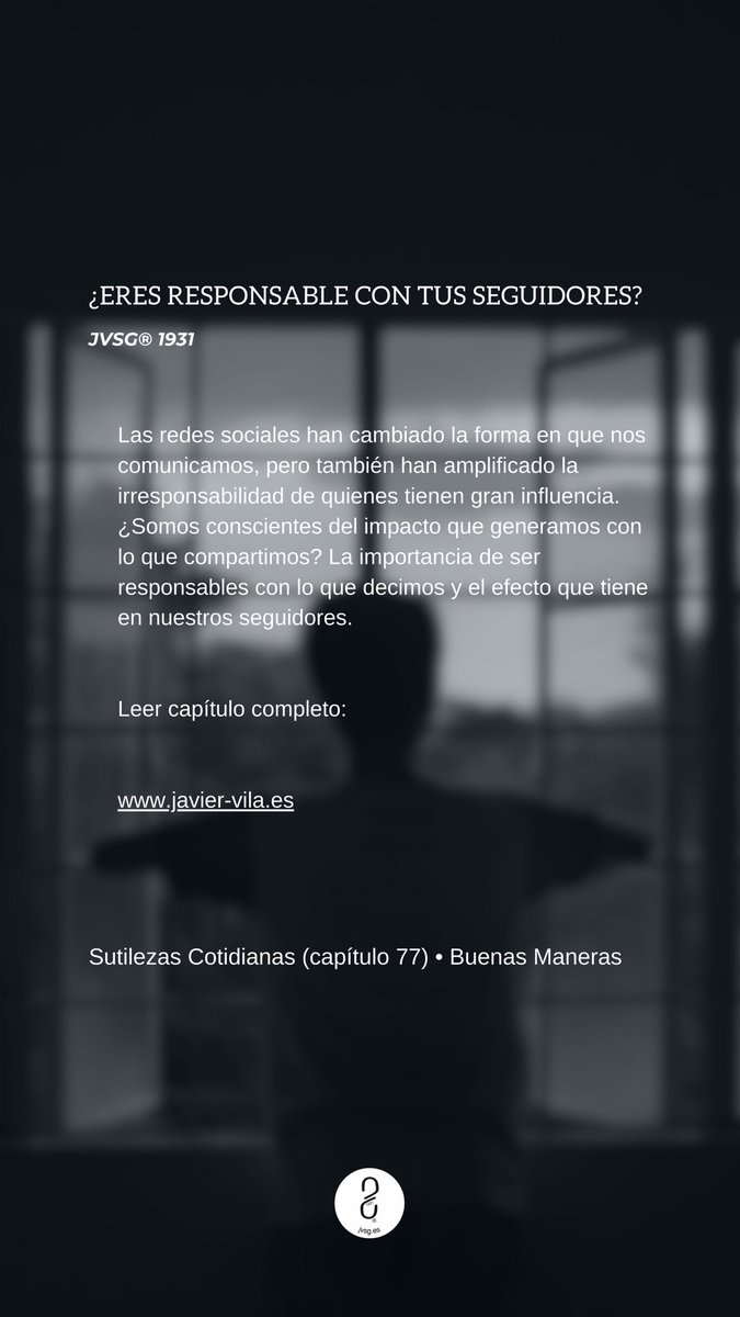_jvsg_'s tweet photo. ¿ERES RESPONSABLE CON TUS SEGUIDORES?

Las redes sociales han cambiado la forma en que nos comunicamos, pero también han amplificado la irresponsabilidad de quienes tienen gran influencia. ¿Somos conscientes del impacto que generamos con lo que compartimos? Hoy reflexiono sobre la importancia de ser responsables con lo que decimos y el efecto que tiene en nuestros seguidores.

https://t.co/oB3GFb6ysO

#sutilezascotidianas #buenasmaneras #todocomunica