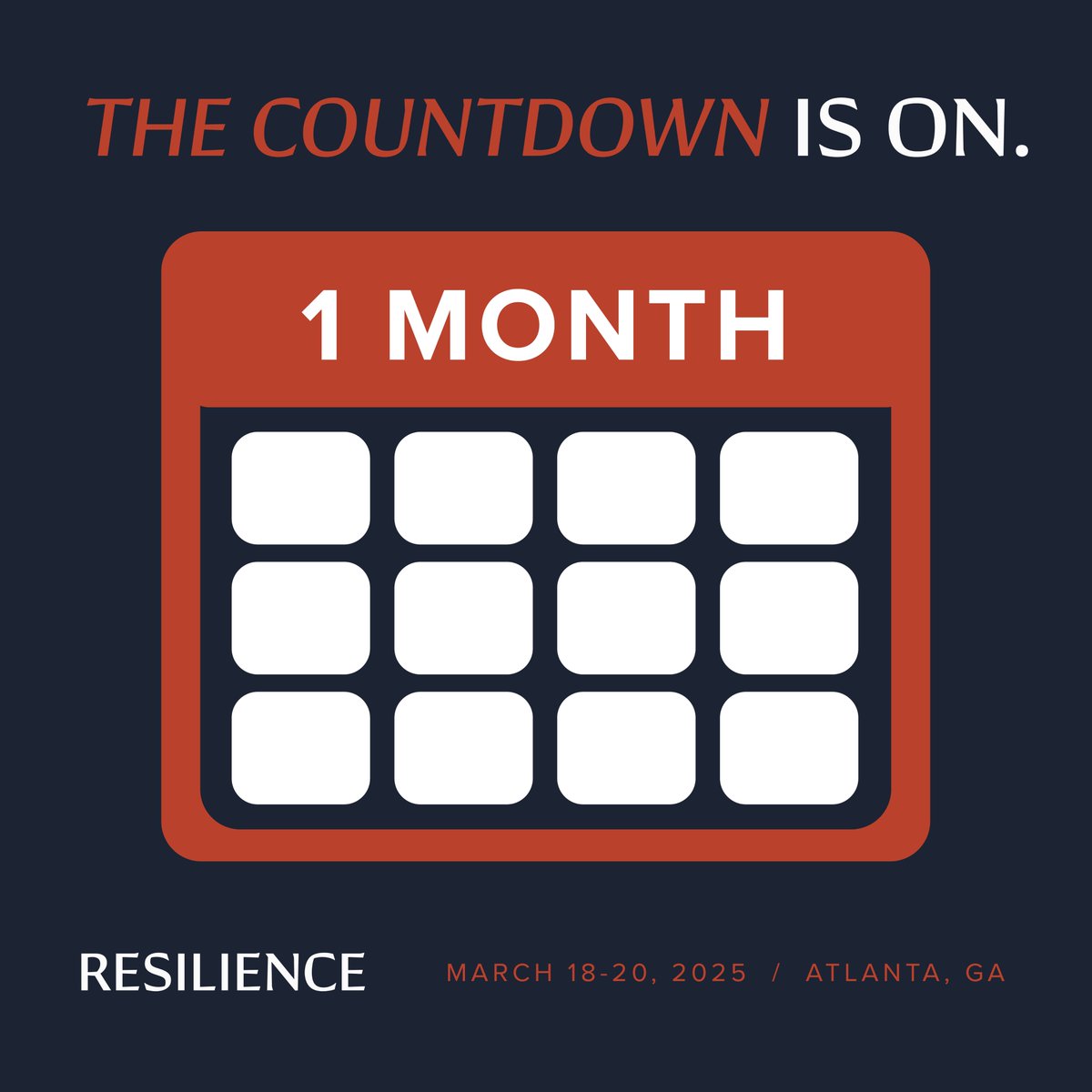 ⏳ Just one month to go until the Resilience Conference!

Join us for Spirit-led worship and teaching—available in person or online. Don’t wait—secure your ticket today: theresilienceconference.com

#ResilienceConference #StrategicRenewal