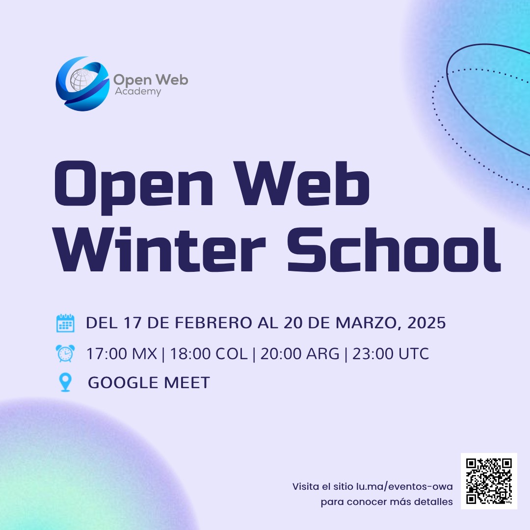 📣 ¡En una hora arrancamos oficialmente con la #OpenWebWinterSchool! ⏳🔔

➡️ Un programa de incubación online donde profundizaremos en #IA, #Blockchain, desarrollo de software, ¡y más temas! 🔥🚀

¡Nos vemos en la sesión! 👷🏽‍♂️
