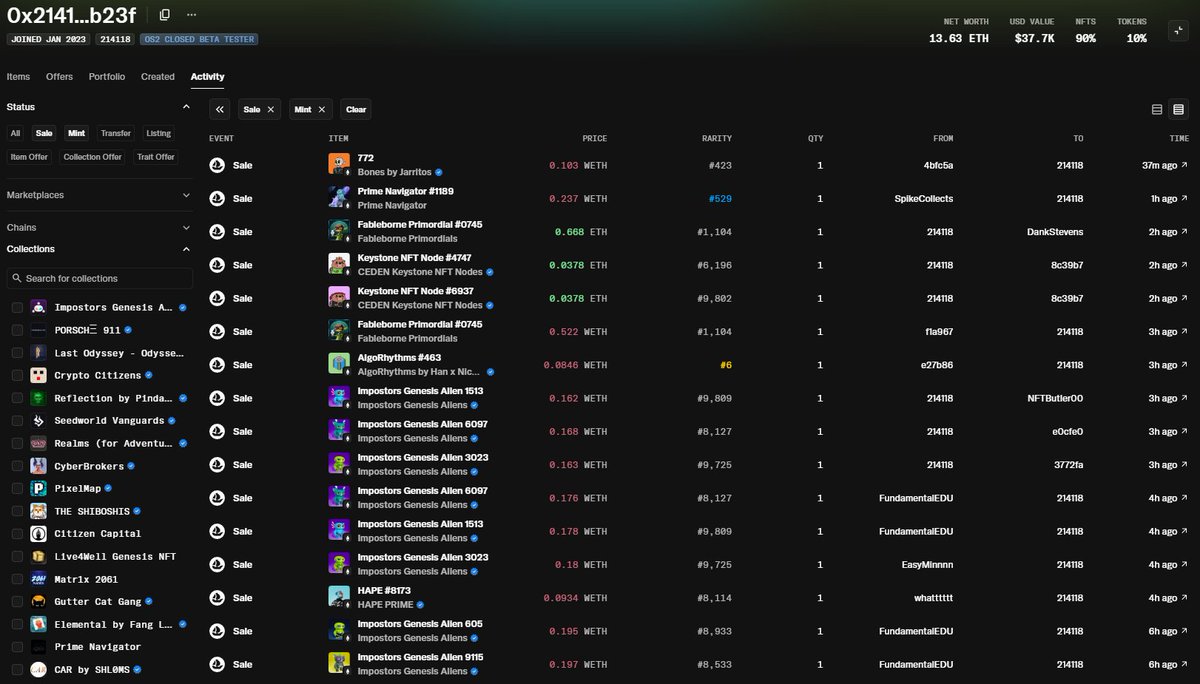 I have nothing against farmers, but you give Opensea a significant amount of XP per day to those who just farm on dead collections and put bids where the last activity was 3 months ago.

And who sells collections in the top, buys, holds and listings higher = nothing for 10-20 XP