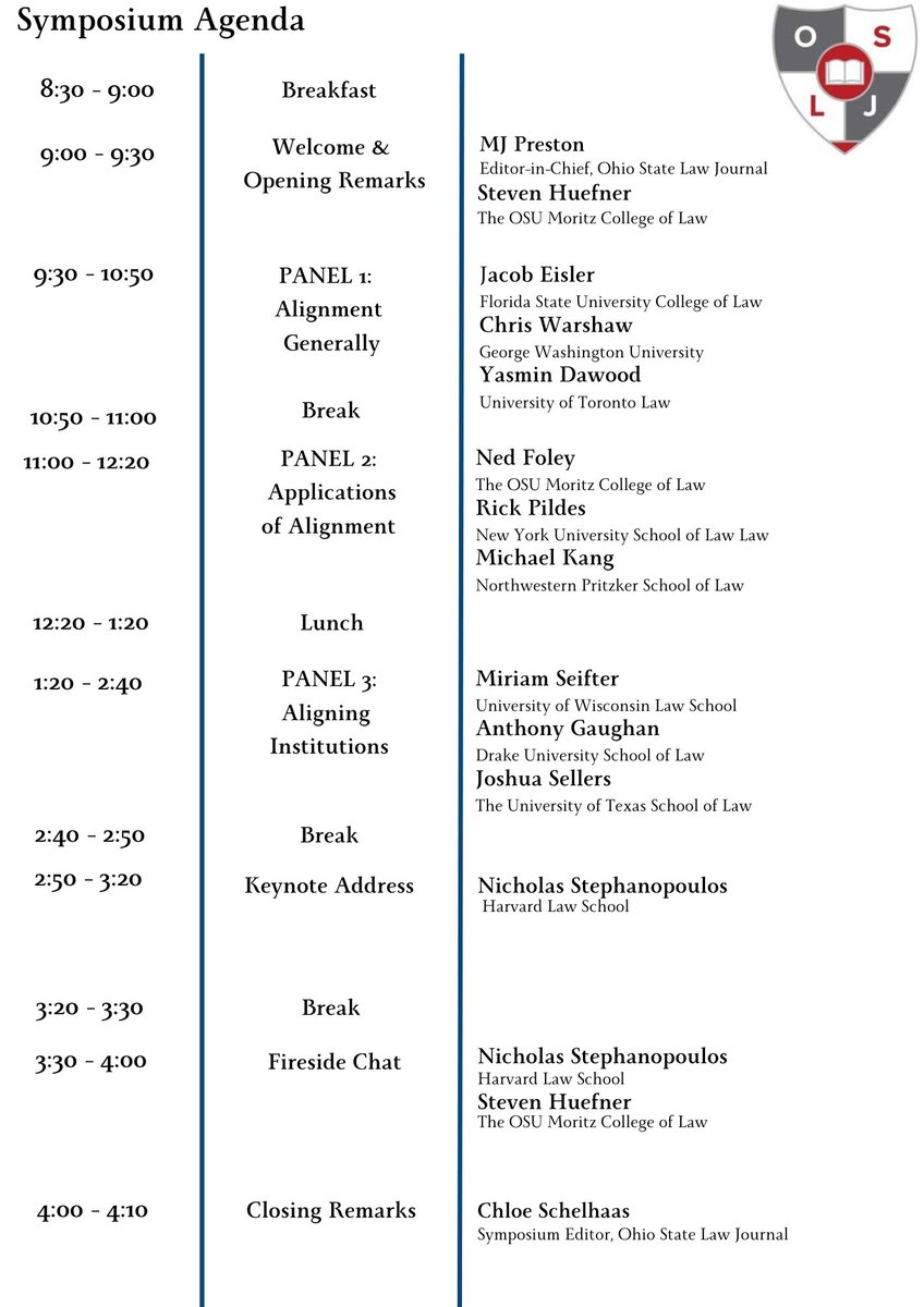 Jacob Eisler (@jacob_eisler) on Twitter photo So excited to visit <a href="/OhioStateLaw/">The Ohio State University Moritz College of Law</a> <a href="/OhioStateLJ/">Ohio State Law Journal</a> for a conference on <a href="/ProfNickStephan/">Nicholas Stephanopoulos</a> fantastic book on Aligning Election Law with <a href="/OUPLaw/">OUP Law</a> <a href="/OUPAcademic/">Oxford Academic</a> - incredible array of scholars including <a href="/cwarshaw/">Chris Warshaw</a> <a href="/ProfDawood/">Yasmin Dawood</a> <a href="/RickPildes/">Rick Pildes</a> <a href="/MiriamSeifter/">Miriam Seifter</a> <a href="/GaughanAnthonyJ/">Anthony J. Gaughan</a> <a href="/Nedfoley/">Ned Foley</a> So excited to visit <a href="/OhioStateLaw/">The Ohio State University Moritz College of Law</a> <a href="/OhioStateLJ/">Ohio State Law Journal</a> for a conference on <a href="/ProfNickStephan/">Nicholas Stephanopoulos</a> fantastic book on Aligning Election Law with <a href="/OUPLaw/">OUP Law</a> <a href="/OUPAcademic/">Oxford Academic</a> - incredible array of scholars including <a href="/cwarshaw/">Chris Warshaw</a> <a href="/ProfDawood/">Yasmin Dawood</a> <a href="/RickPildes/">Rick Pildes</a> <a href="/MiriamSeifter/">Miriam Seifter</a> <a href="/GaughanAnthonyJ/">Anthony J. Gaughan</a> <a href="/Nedfoley/">Ned Foley</a>