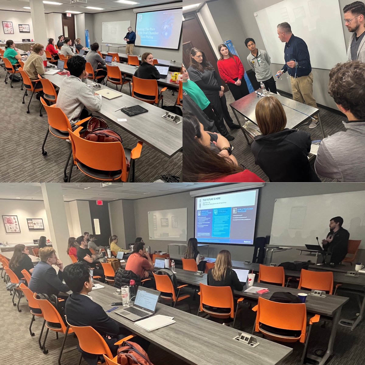 EpProgram's tweet image. Thank you to Gordon Lieb, MID with @AbbottCardio  and Mason Cote with @Medtronic for great presentations on the Aveir and Micra leadless pacing systems. The future of CRM is leadless and learning from field experts is priceless!
#electrophysiology #cardiology #exercisephysiology…