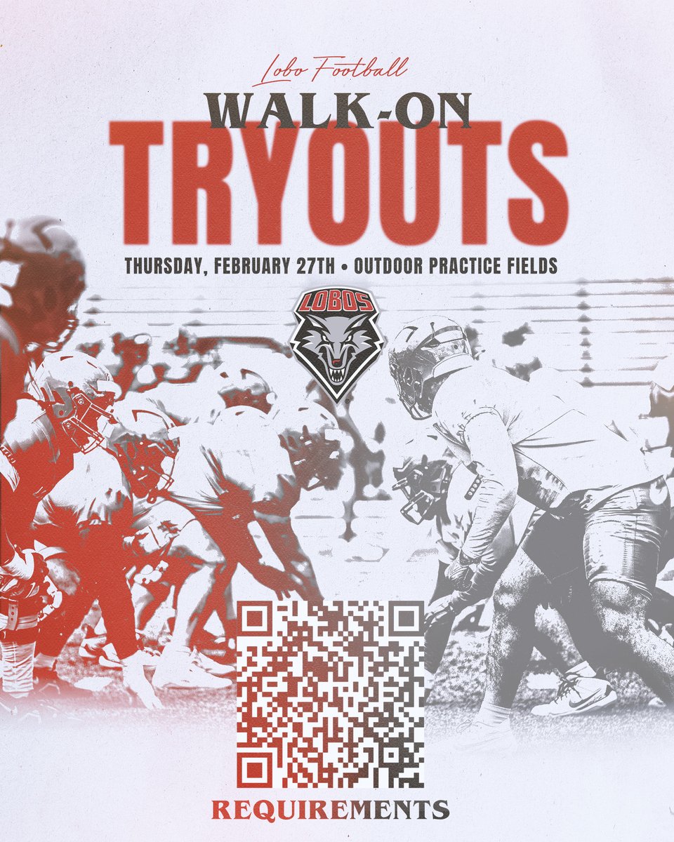 Wanna be a Lobo??? Eck yes you do...

golobos.com/2025FBWalkOnTr…

#GoLobos | 🐺🆙
