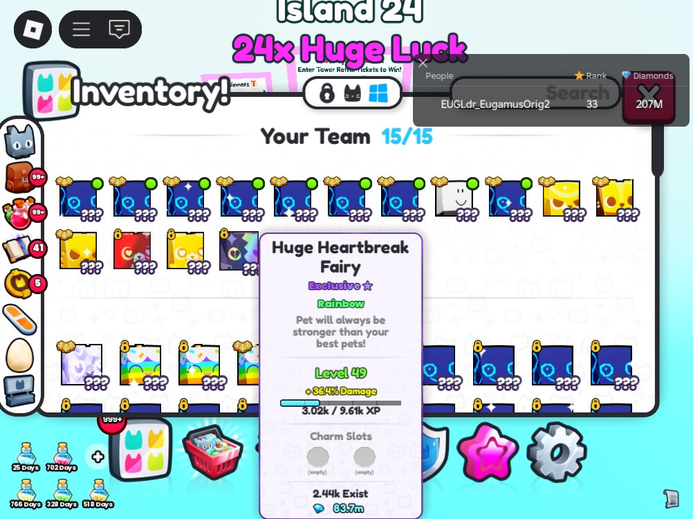 EugamusOrig2's tweet photo. It's a great morning to me. :) My #EugamusOrig2 account hatched a RAINBOW Huge Heartbreak Fairy! Wow!!! #Ps99 #F2PLuck https://t.co/P8MxgIY4SV