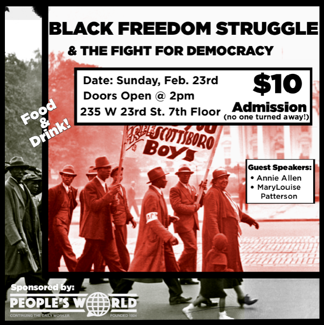 PeoplesWorldNY's tweet photo. THIS SUNDAY join People’s World for a special Black History Month celebration with Annie Allen and MaryLouise Patterson! https://t.co/egakcgGQvC