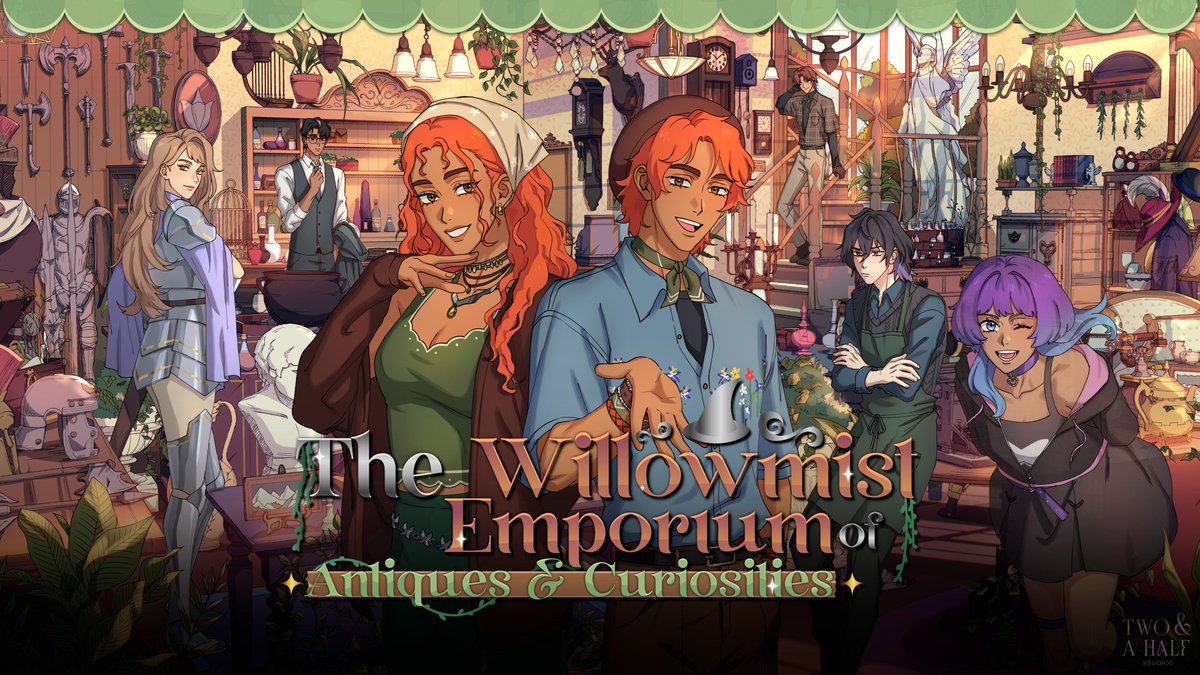 TwoHalfStudios's tweet image. This town is full of people who don't fit in...🌿
Introducing The Willowmist Emporium of Antiques & Curiosities—a cozy supernatural shop sim!
Escape the city, run your aunt's antique store, befriend/romance 5 characters, and uncover the mysteries of this haven for misfits. ⤵️