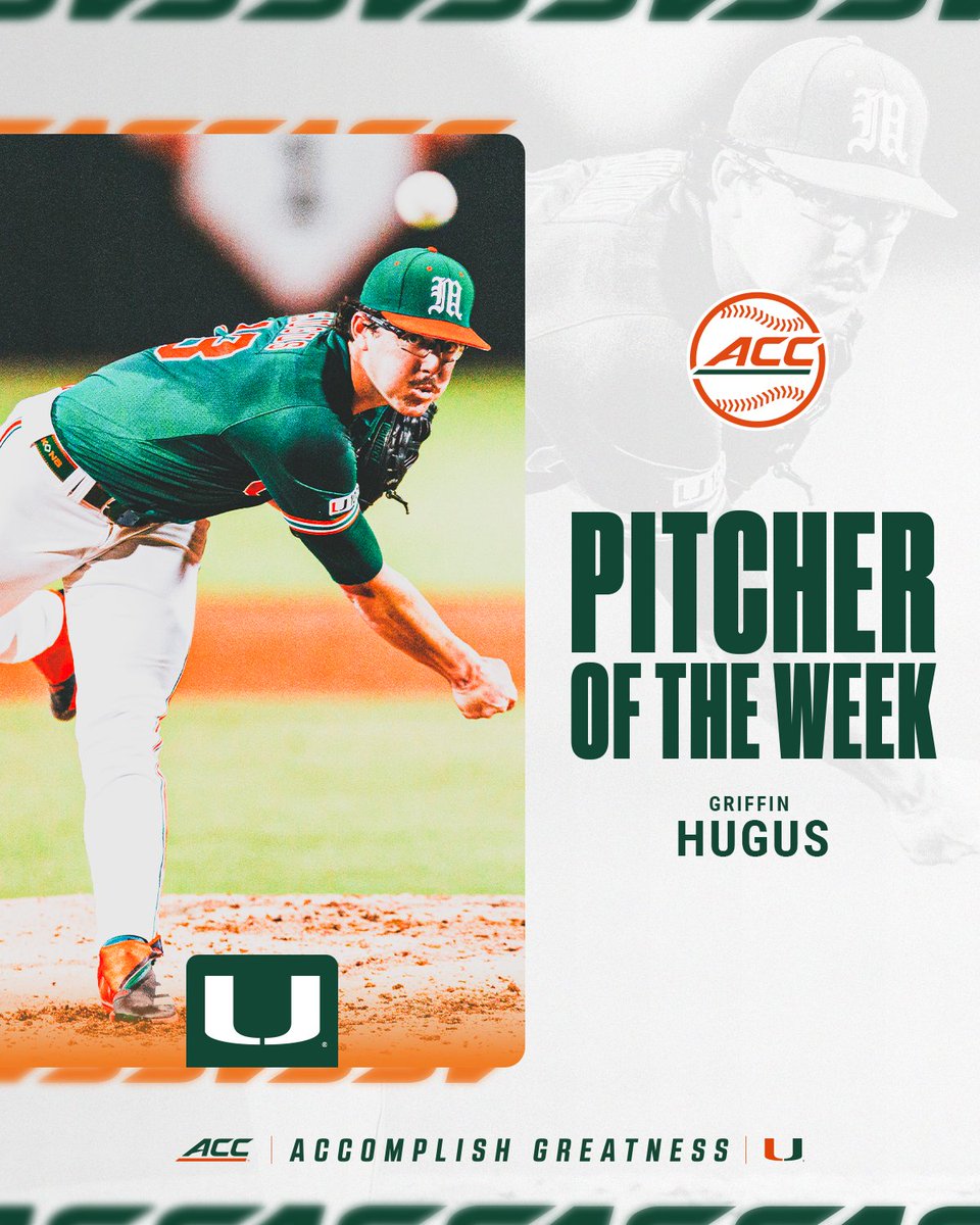 ACC Baseball (@accbaseball) on Twitter photo ๐ฃ๐๐ง๐๐๐๐ฅ ๐ข๐ ๐ง๐๐ ๐ช๐๐๐ ๐
Griffin Hugus, <a href="/CanesBaseball/">Miami Hurricanes Baseball</a>
๐ theacc.co/25BASEpotw1 ๐ฃ๐๐ง๐๐๐๐ฅ ๐ข๐ ๐ง๐๐ ๐ช๐๐๐ ๐
Griffin Hugus, <a href="/CanesBaseball/">Miami Hurricanes Baseball</a>
๐ theacc.co/25BASEpotw1