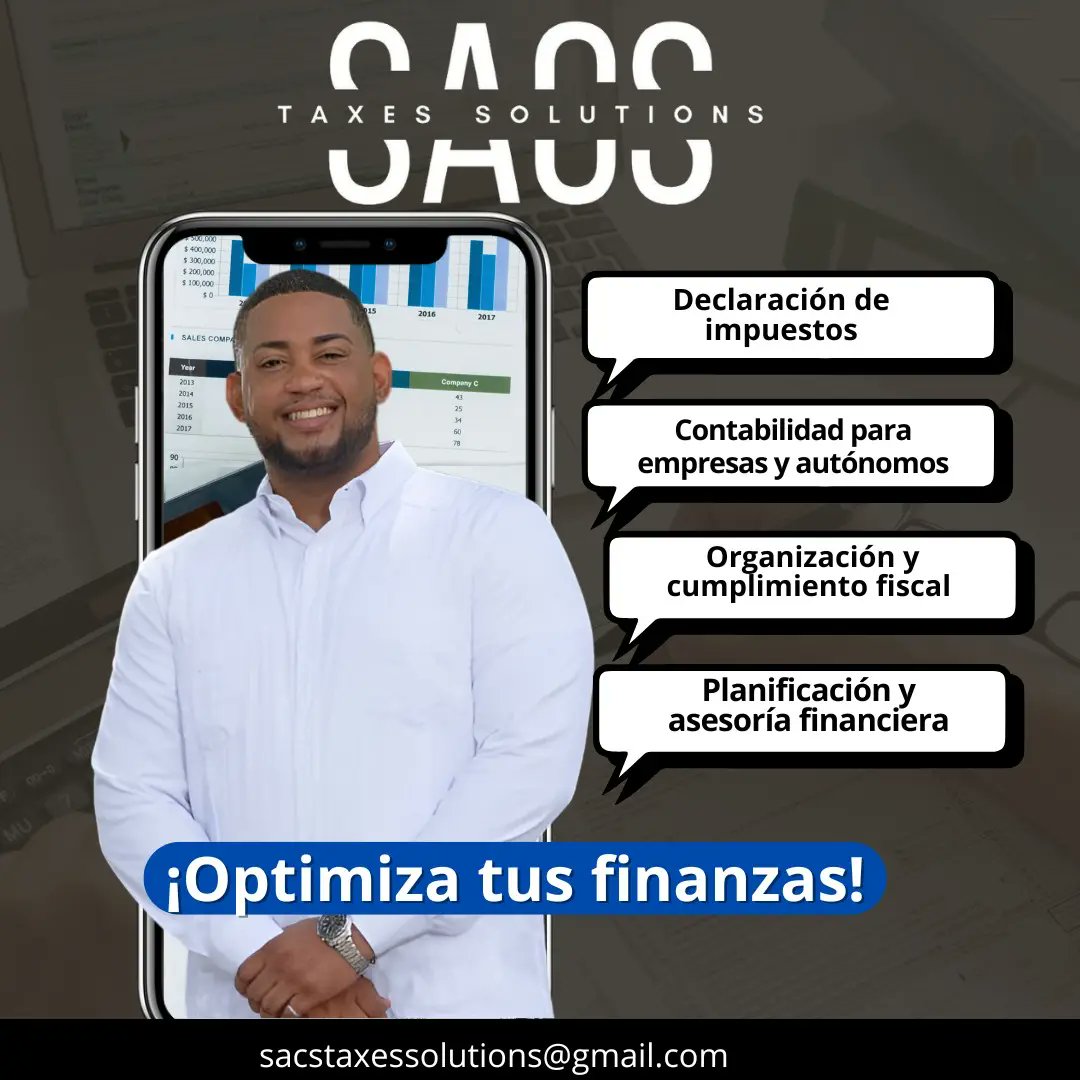 A2catedral's tweet photo. ¿Necesitas ayuda con tus impuestos, contabilidad o planificación financiera? En SACS TAXES SOLUTIONS te ofrecemos asesoría personalizada para que tu negocio o finanzas personales estén siempre en orden.

📲 Contáctanos hoy mismo y agenda tu consulta:
📞 809-449-3588 https://t.co/YVpHrFqI5r