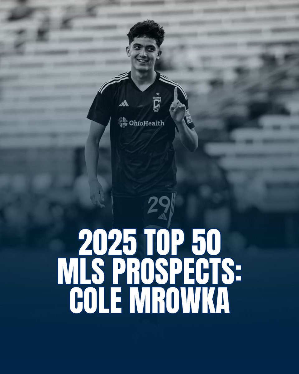 TopDrawerSoccer's tweet photo. Kicking off this year’s Top 50 MLS Prospects countdown, Cole Mrowka, a central midfielder for Columbus Crew, lands at No. 42!

Check out the full list of 2025 Top 50 MLS Prospects (Nos. 41-50) for more standout players making waves 👀 ➡️ https://t.co/rGU1hYItxP https://t.co/owwCTQcbMN