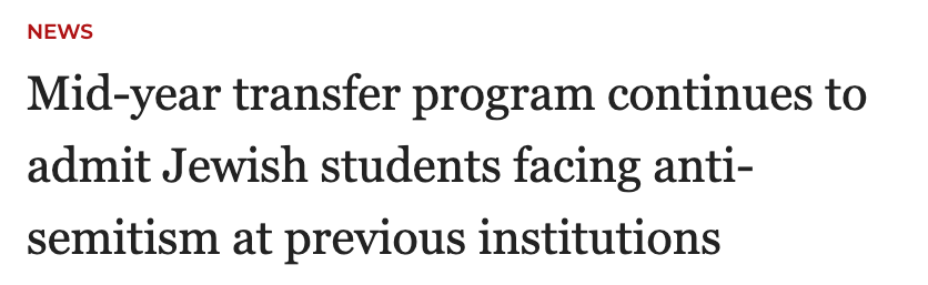 EYakoby's tweet photo. Incredible, WashU has launched a pilot program to admit Jewish students fleeing their universities due to antisemitism.

Thank you WashU! https://t.co/8xhxGJF6fJ