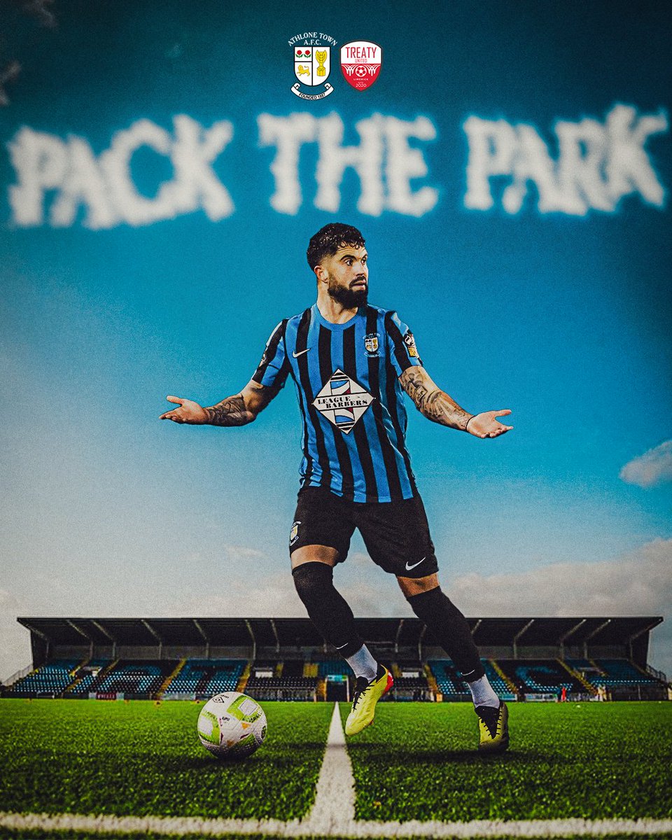 AthloneTownAFC's tweet photo. 𝐏𝐚𝐜𝐤 𝐭𝐡𝐞 𝐏𝐚𝐫𝐤!

With the home game of the 2025 League of Ireland season this Friday make sure you come down and give your support as the lads take on Treaty United🏟️

https://t.co/7bna9UiG7W

#PrideOfTheMidlands https://t.co/4G0NtFNze5