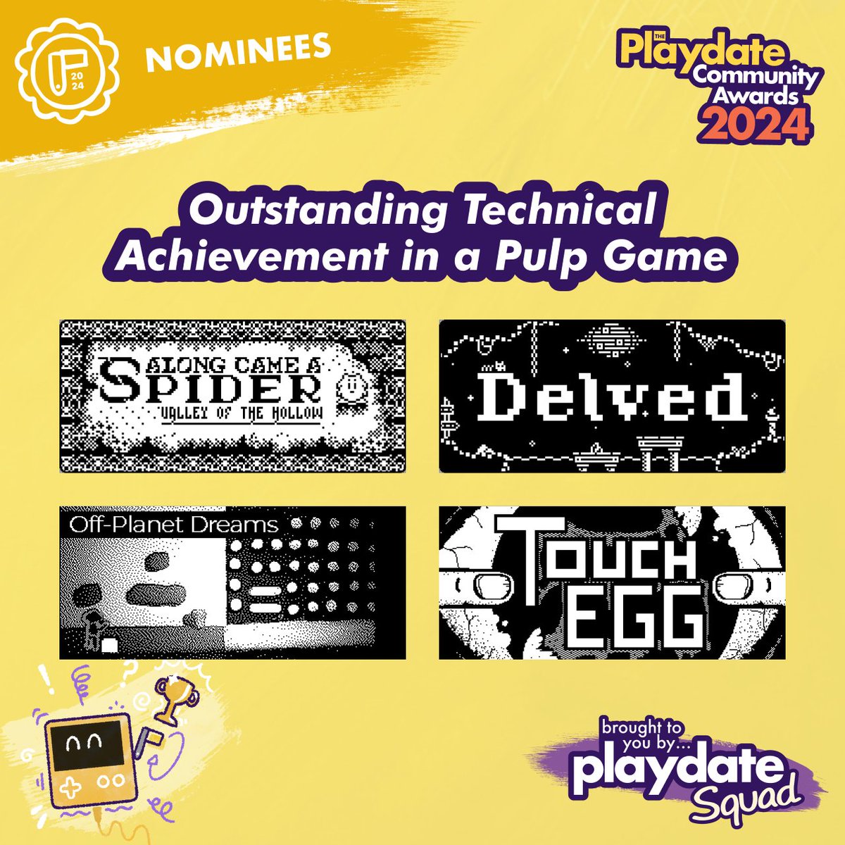 🏅Along Came a Spider: Valley of the Hollow by <a href="/FatNoseGaming/">fatnosegames</a> 
 
🏅Delved by SN-Studios 

🏅⁠Off-Planet Dreams by <a href="/LDBR_art/">LDBR</a> 

🏅Touch Egg by Joelle Tindall