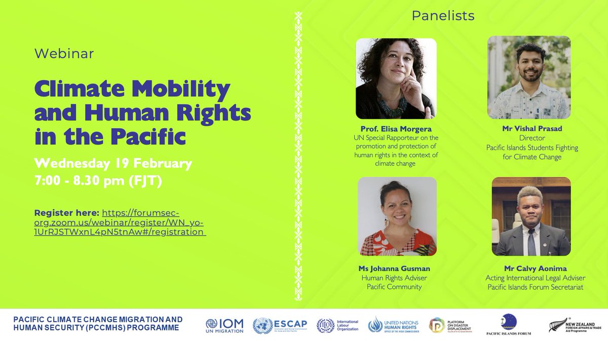 Join us for a discussion on a human rights-based approach to climate mobility and its potential for inspiring action.  

Featuring expert panelists sharing key insights.  

Register now: 👇  
forumsec-org.zoom.us/webinar/regist…