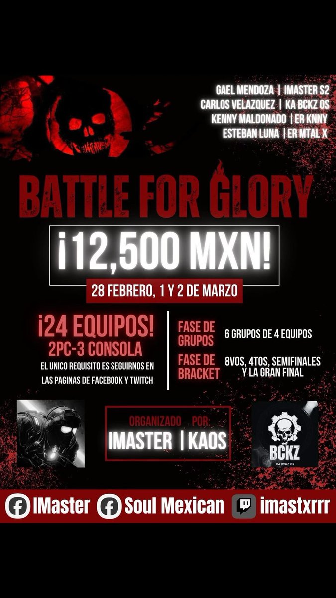 EL MAYOR TORNEO DE ESTOS MOMENTOS CON 12,500 PESOS EN JUEGO PARA EL GANADOR. 
AÚN QUEDAN 10 LUGARES🙂‍↔️❤️