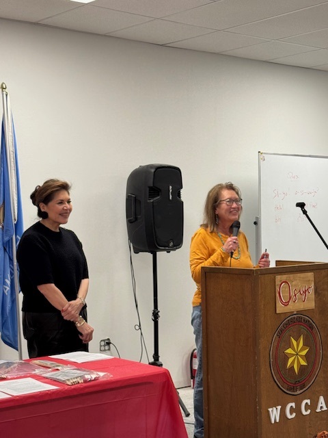 <a href="/DelegateTeehee/">Kim Teehee</a> and District 12 Councilor Dora Patzkowski recently stopped by the Washington County Cherokee Association in Ochelata to talk about all of the great things happening on the Cherokee Nation Reservation, including #healthcare expansion and #LanguageRevitalization!