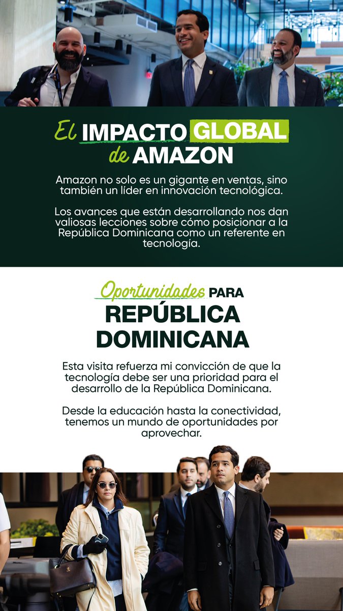 Llegué hace unos días de DC y desde ya estoy fajado con el equipo legislativo, trabajando los proyectos de ley que conversé con los ejecutivos de Amazon para lograr atraer inversiones a RD y crear oportunidades para todos.

Ese fue el mandato que me dieron los capitaleños y aquí