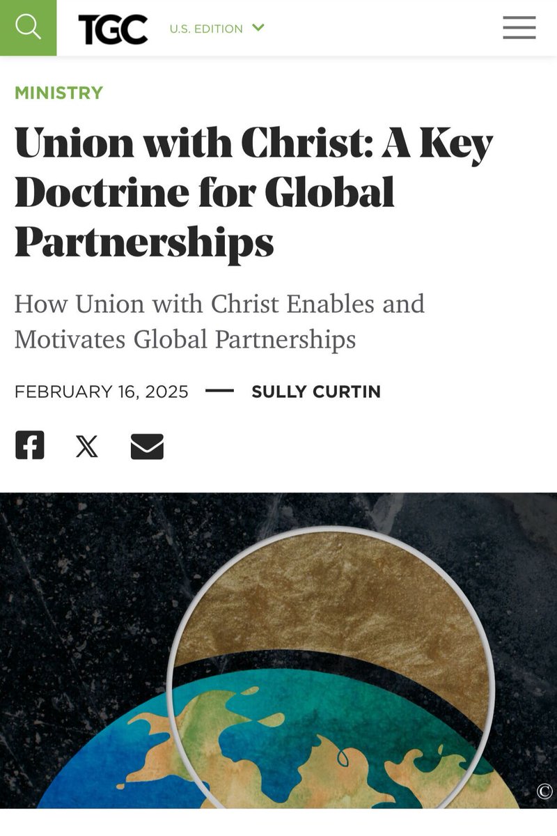“Reflecting on union with Christ in Ephesians can help us appreciate a key aspect of missiology: partnership.”

Don’t miss Sully Curtin’s article: Union with Christ: A Key Doctrine for Global Partnerships.

📖 Read here: tgc.org/article/union-…