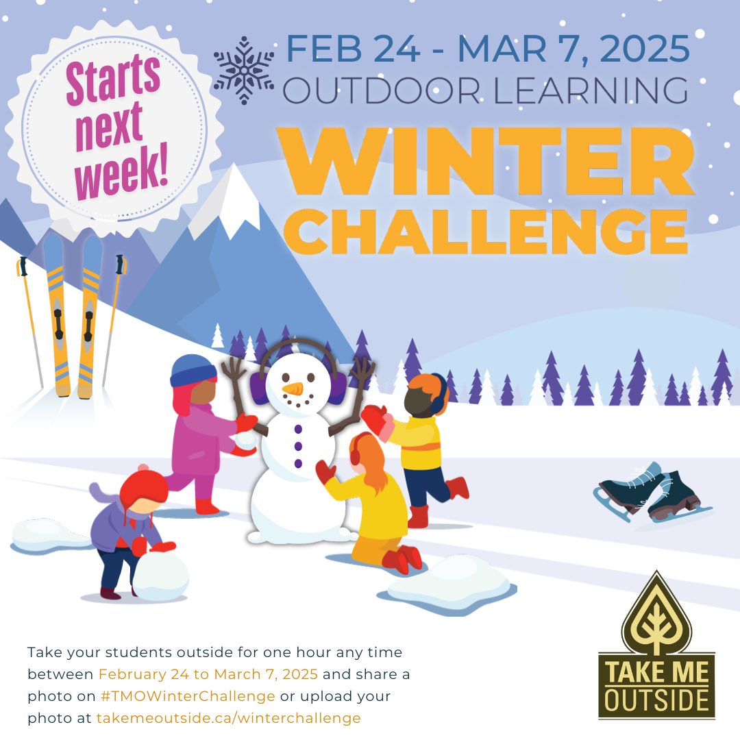 2025 Winter Challenge Begins Next Week! Have you signed up yet? ❅

It's free and there are tons of amazing activities to do and prizes to be won. Click the link below or in our bio to sign up! 
takemeoutside.ca/winterchalleng…