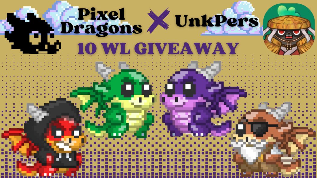 🐉Pixel Dragons Giveaway🐉

🐉 Follow <a href="/Pixels_Dragons/">Pixel Dragons</a> <a href="/Play2Guild/">Play2Guild</a> <a href="/unk_pers/">UnkPers.ron</a> 
🐉 Like &amp; Retweet
🐉 Tag 3 Friends &amp; Reply Ronin Address

🎁 Winners in 48h 🎁