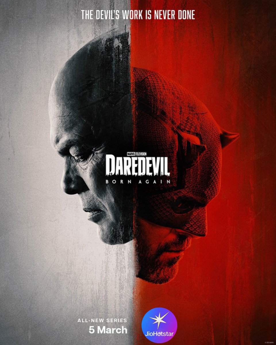 AllCinemaVerse's tweet photo. #MarvelTelevision's New Series #DaredevilBornAgain Streaming From 5th March At 7:30AM On #JioHotstar.
#DaredevilBornAgainOnJioHotstar #DaredevilBornAgainSeries #Daredevil #MarvelStudios #MCUSeries #MarvelSeries #Series #OTTUpdates #PrimeVerse https://t.co/XmwNK4ZlvN