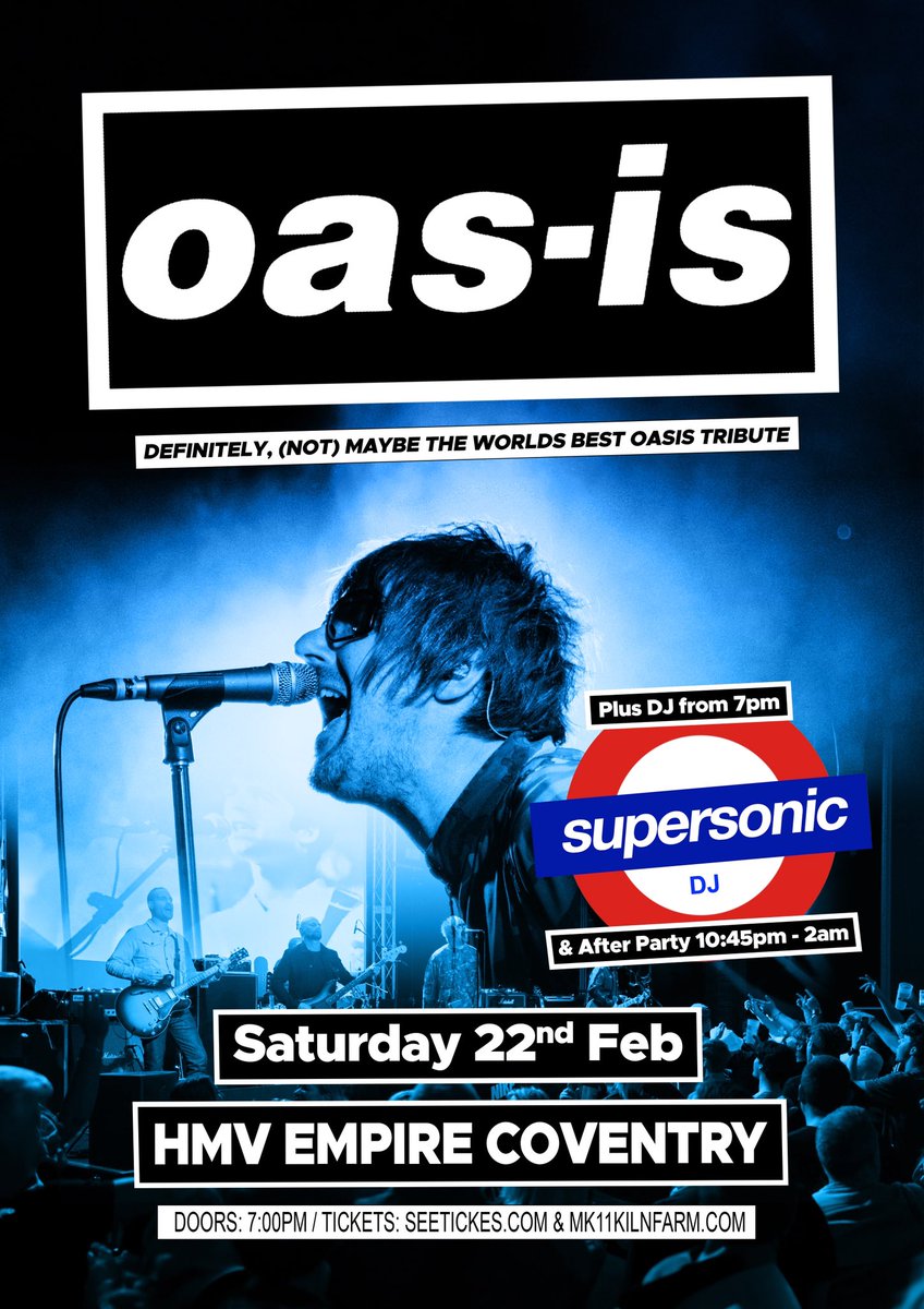We are back this weekend! 

We are supporting the incredible <a href="/Oas_is_official/">Oas-is Tribute</a> <a href="/hmvempire/">hmv Coventry Empire 🎸🎹🎤🎶❤️</a> and there’s limited tickets remaining! This is always a great show. As a bonus we are doing our club night after! Aren’t you a lucky lot? 

🎟️ eventim-light.com/uk/a/62aaf9121…

#britpop #fucktrump