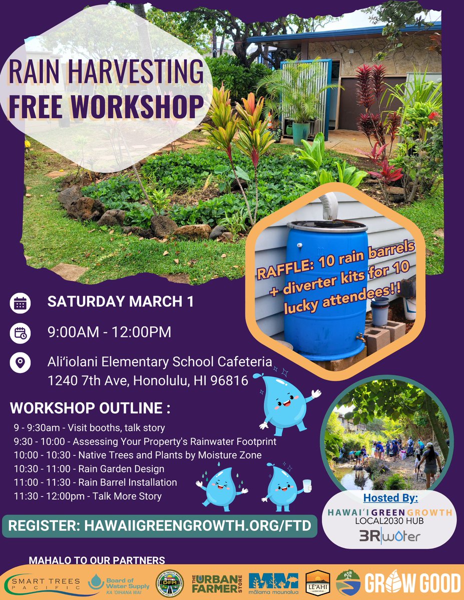 🚨Meme Monday Alert🚨 Join us at 9 am on Saturday, March 1st at Aliʻiolani Elementary School to learn how you can shore up your water security.  Registration is FREE, and the first 10 to register and then attend, will go home with a free rain barrel and diverter kit.