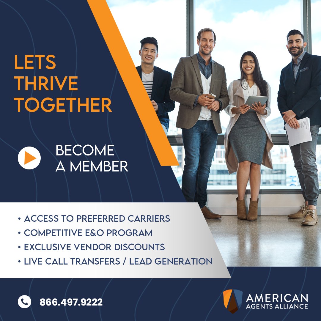 Become a member and join our growing community of agents and brokers nationwide. Get access to preferred carriers, competitive E&amp;O, Technology Partner Discounts, Lead Generation, and more. 

ow.ly/A95y50PYOQz