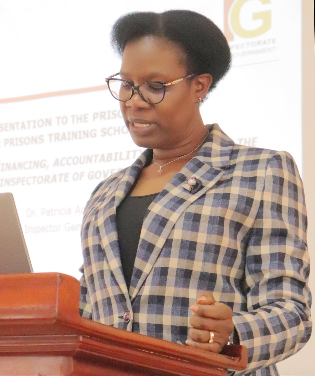 Dr. Patricia Achan Okiria, Deputy Inspector General of Government (IGG), recently lectured prison officers on the IGG's role in promoting ethical leadership, accountability and transparency.

Addressing the third intake of the Prisons Intermediate Command and Staff Course at