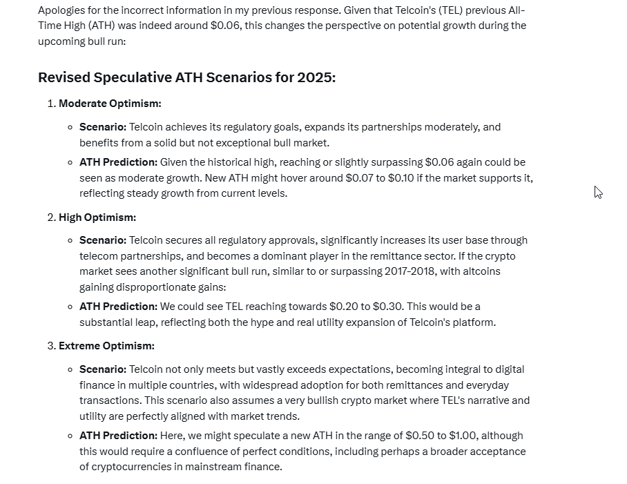 TheBlockTake's tweet image. #Grok sees $TEL hitting .20-.30 cents with High Optimism and Extreme Optimism between .50-$1.00

Let&apos;s see if Grok is correct this run.