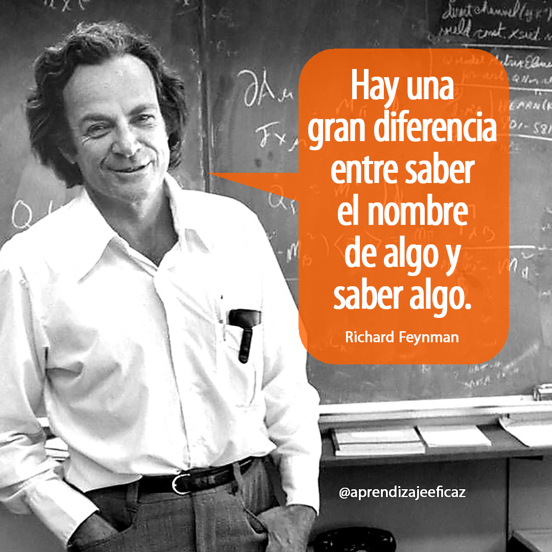 jucarjim's tweet image. Richard Feynman, Premio Nobel de Física en 1965, nos invita a tener presente que saber el nombre de algo es solo la parte más superficial del conocimiento:
instagram.com/p/CydnDJkrV8J/ 
#aprenderaaprender #LibrosRecomendados #jucarjim