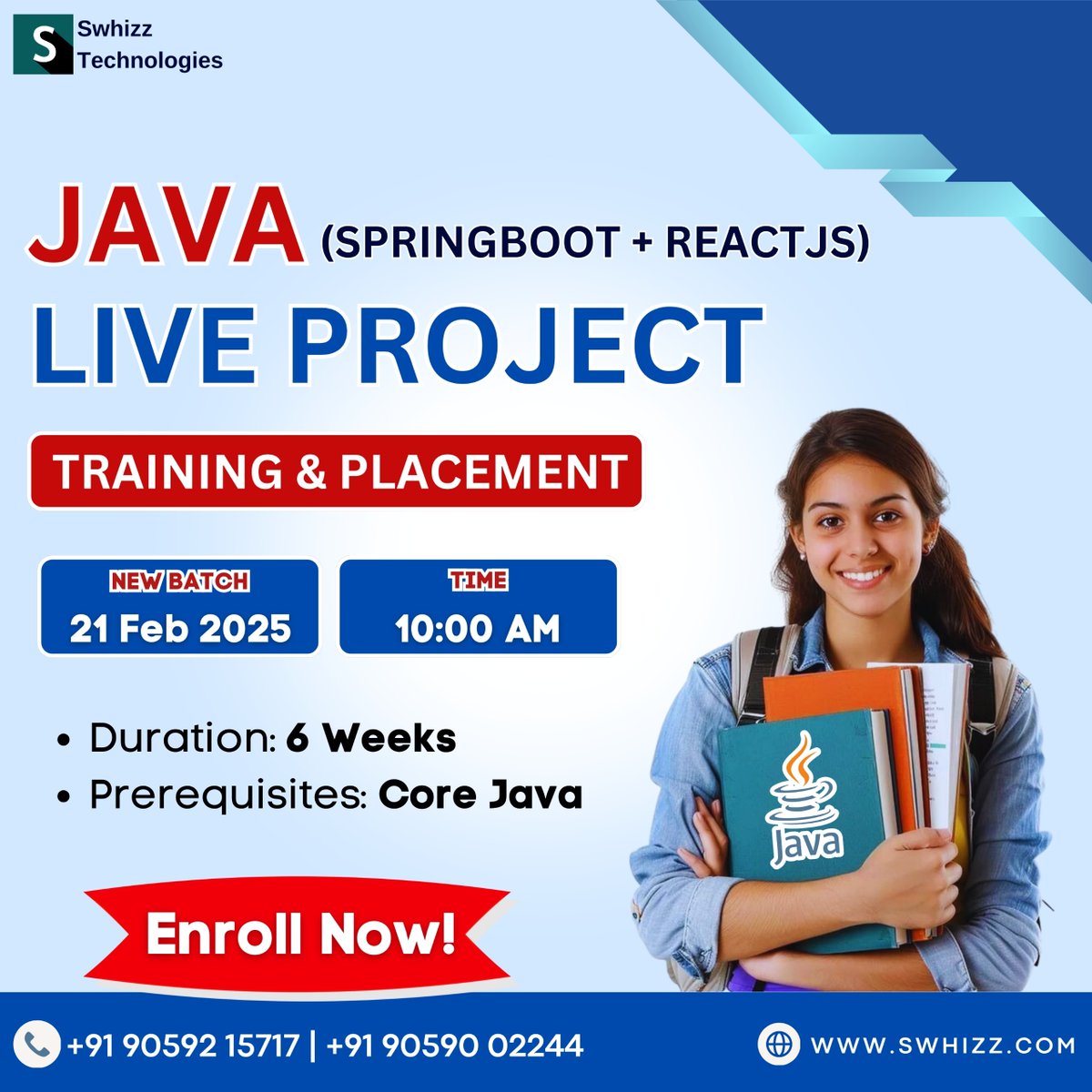 Swhizzofficial's tweet image. 🚀 Java Spring Boot + ReactJS Live Project – Learn by Doing!
academy.swhizz.com
📅Date :21st Feb 2025
⏰Time : 10 :00 AM
Register Now: tally.so/r/3yj9gp
Call/WhatsApp: 90592 15399 | 040 40 272299
#JavaSpringBoot #ReactJS #FullStackDevelopment
