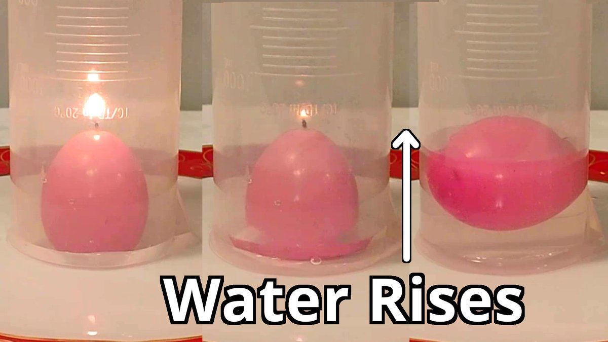 MathEasySolns's tweet photo. 🔬#MESExperiments 46: Candle Flame Causes Water to Rise https://t.co/aCfolHfVub

In this experiment I demonstrate the famous burning candle - rising water experiment, which shows how an enclosed flame can cause the pressure to drop, thus forcing water to rise upwards. 

#science #physics #education #chemistry #STEM
