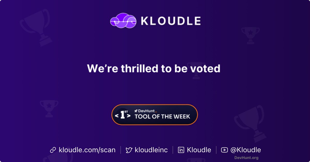 makash's tweet photo. Super kicked that @Kloudleinc won  1st Place in the @devhunt_ Tool Of The Week. https://t.co/etWAK4za2o