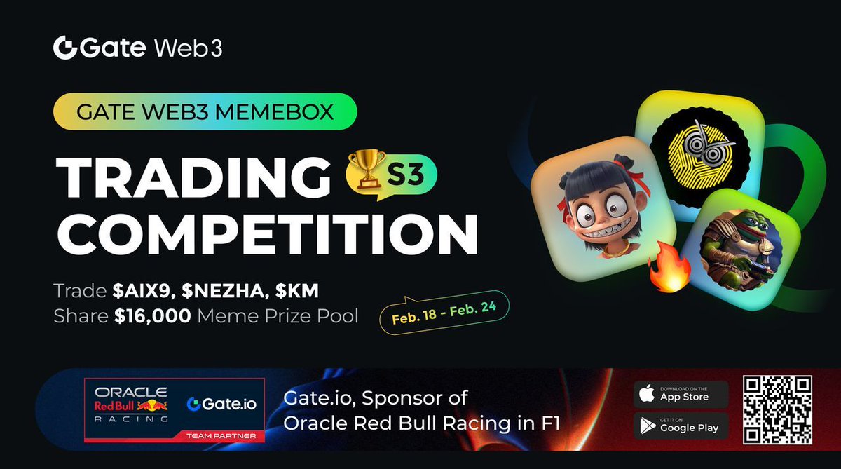 #GateWeb3 X @GateMemeBox Trading Competition S3 🚀 is Live!

🔥Season 3 projects: <a href="/Aiathenax9/">AthenaX9</a>, <a href="/NEZHABSC/">NEZHA｜BSC</a>, <a href="/kekius42maximus/">Kekius Maximus Army</a>

🏆 Share $16,000 Meme Prize Pool:
1️⃣ Like + RT this tweet
2️⃣ Trade $AIX9, $NEZHA and $KM at the MemeBox section

⏰ Feb. 18th - Feb. 24th

➡️ Join now: