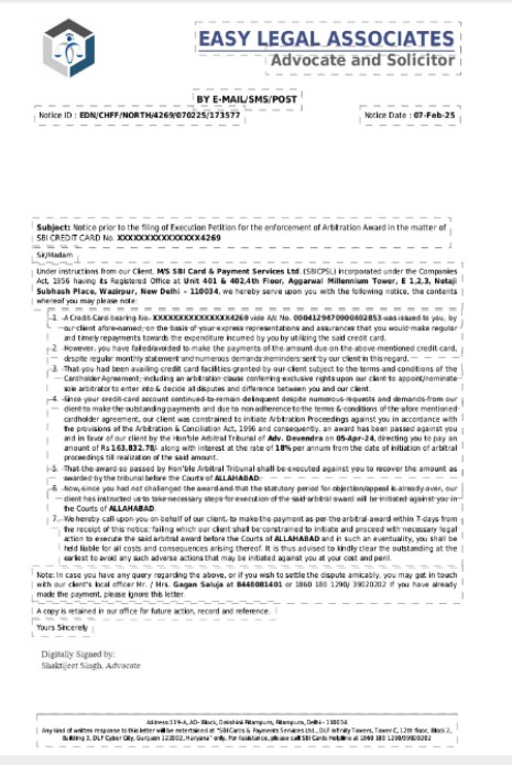 Dear <a href="/SBICard_Connect/">SBI Card</a> <a href="/TheOfficialSBI/">State Bank of India</a> my card no 8613&amp;4269 Sometimes your goons are intimidated by sending notices, sometimes by becoming a fake police, sometimes it is right to intimidate the customer by becoming a court judge, daily recived multiple abusive calls in your side
