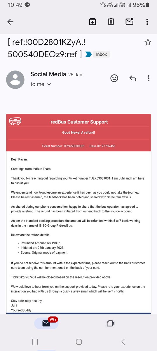 PavanKumarGupt7's tweet photo. Hi Team, following up from 17th jan and after reversal confirmation on 25th jan,   neither reversal transaction detail shared nor received refund yet? Really it takes this much of time? Is system so slow or no care about customers?@redBus_in @jagograhakjago @consumerforum https://t.co/95A4ouYyMn
