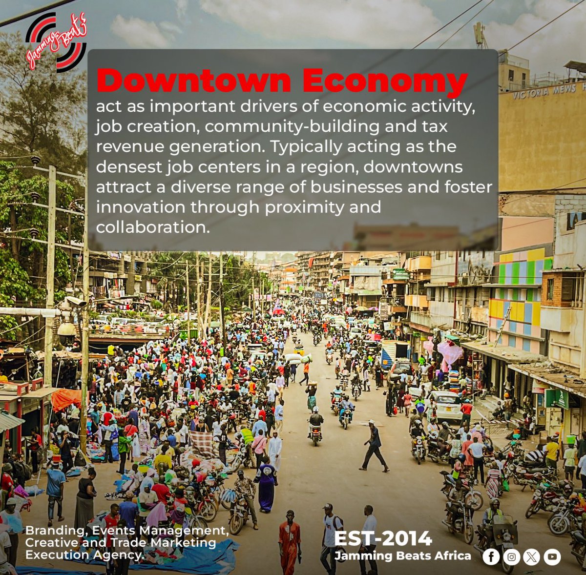 jammingbeatsafr's tweet photo. The power of “Downtowns” are often the largest employer in a city, with a high concentration of offices,retail stores, restaurants &amp; other businesses, creating diverse employment opportunities.

We are a Branding, Events Management, Creative and Trade Marketing, Execution Agency. https://t.co/vEarZL3HK1